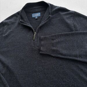 Fairlane‎ Men's XL 100% Merino Wool Quarter Zip Sweater Charcoal Gray Italy
